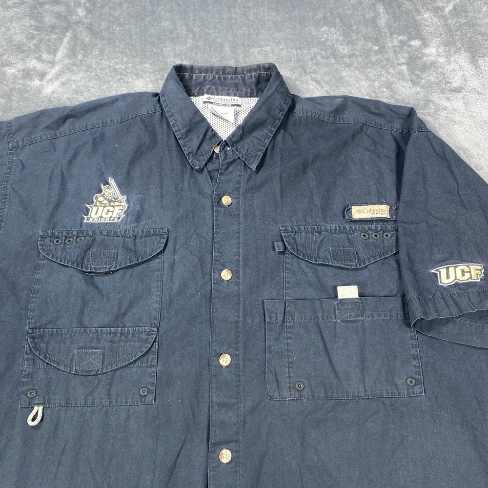 Columbia PFG UCF Knights Shirt Mens XL Black Button Embroidered Vented Pockets